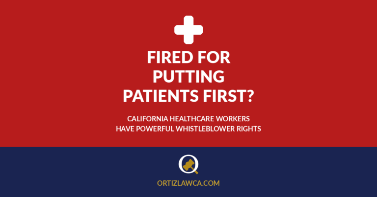 Article graphic: Fired for Putting Patients First? California healthcare whistleblower rights